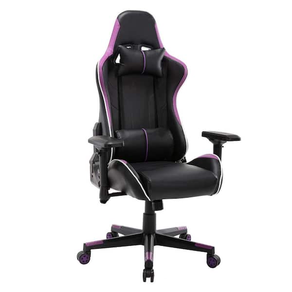 HOMEFUN Purple Gaming Chair Reclining Swivel Racing Office Chair with Lumbar Support
