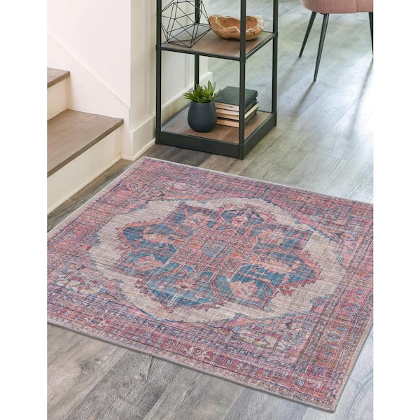 Nostalgia Ella Antique Beige 7 ft. Square Machine Washable Area Rug