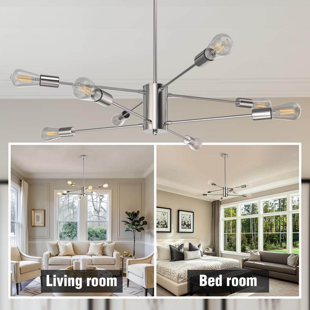 Perryton transitional 8-light LED indoor dimmable linear ceiling chandelier pendant light in chrome