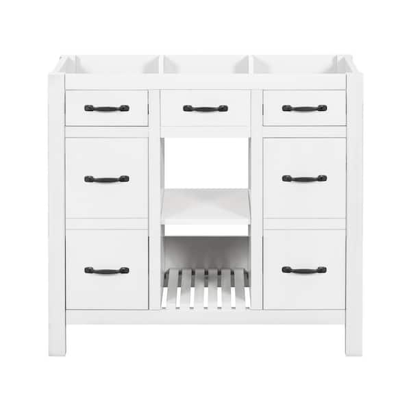 HOMEIBRO 36.0 in. Wood Frame Bath Vanity Cabinet without Top Sink in Painted White