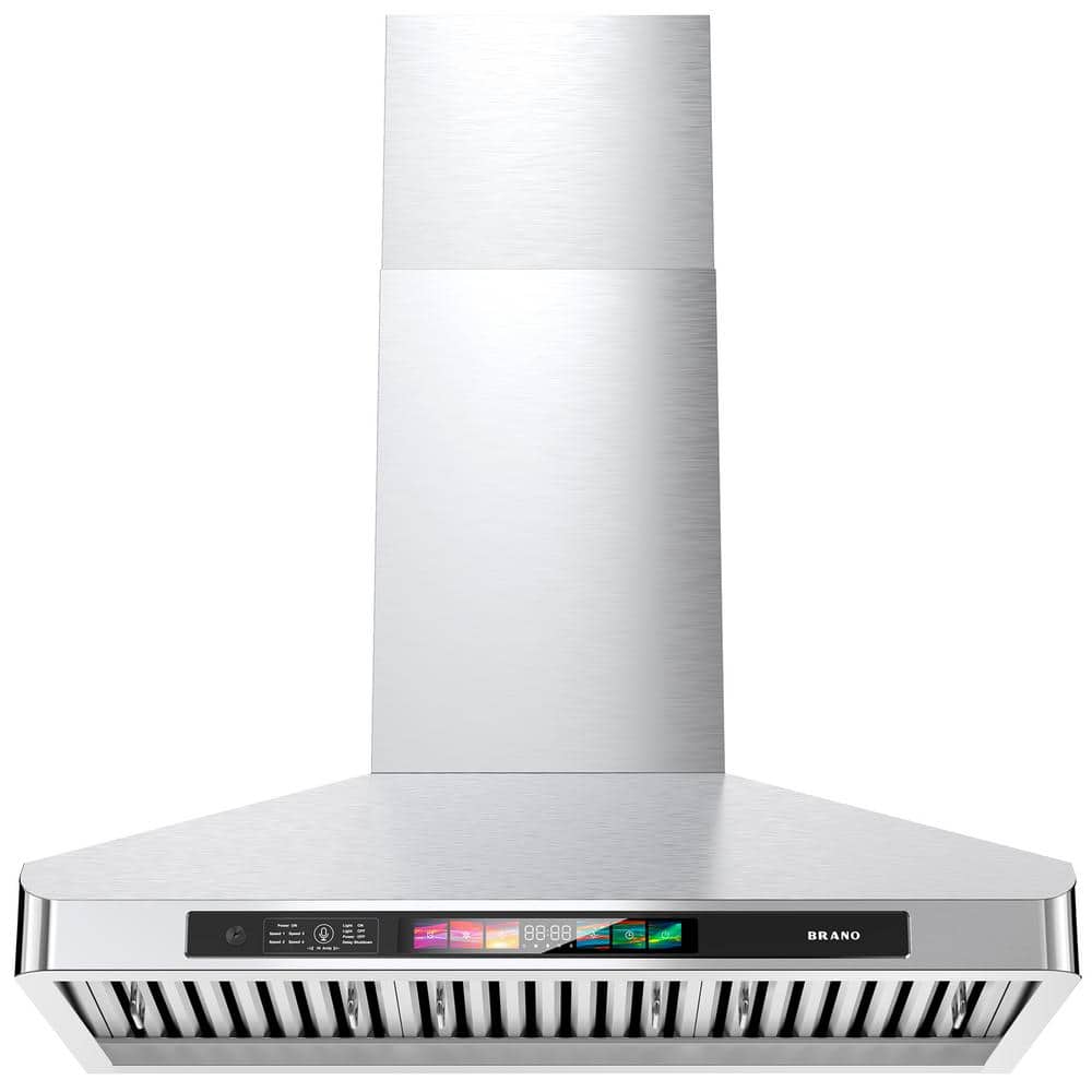 30 in. Convertible Wall Mounted Range Hood in Stainless Steel with 4 Speeds Exhaust Fan, Voice/Gesture/Touch Control