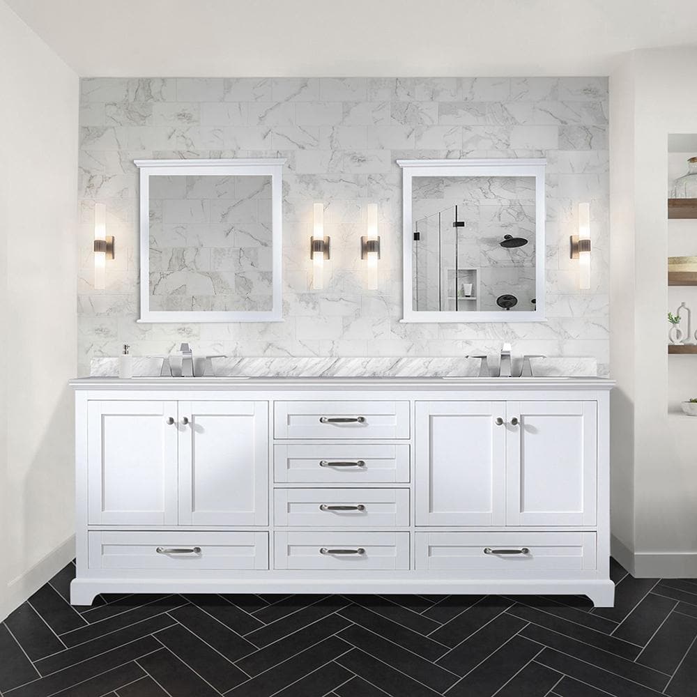 Lexora Dukes 80 in. W x 22 in. D White Double Bath Vanity and Carrara ...