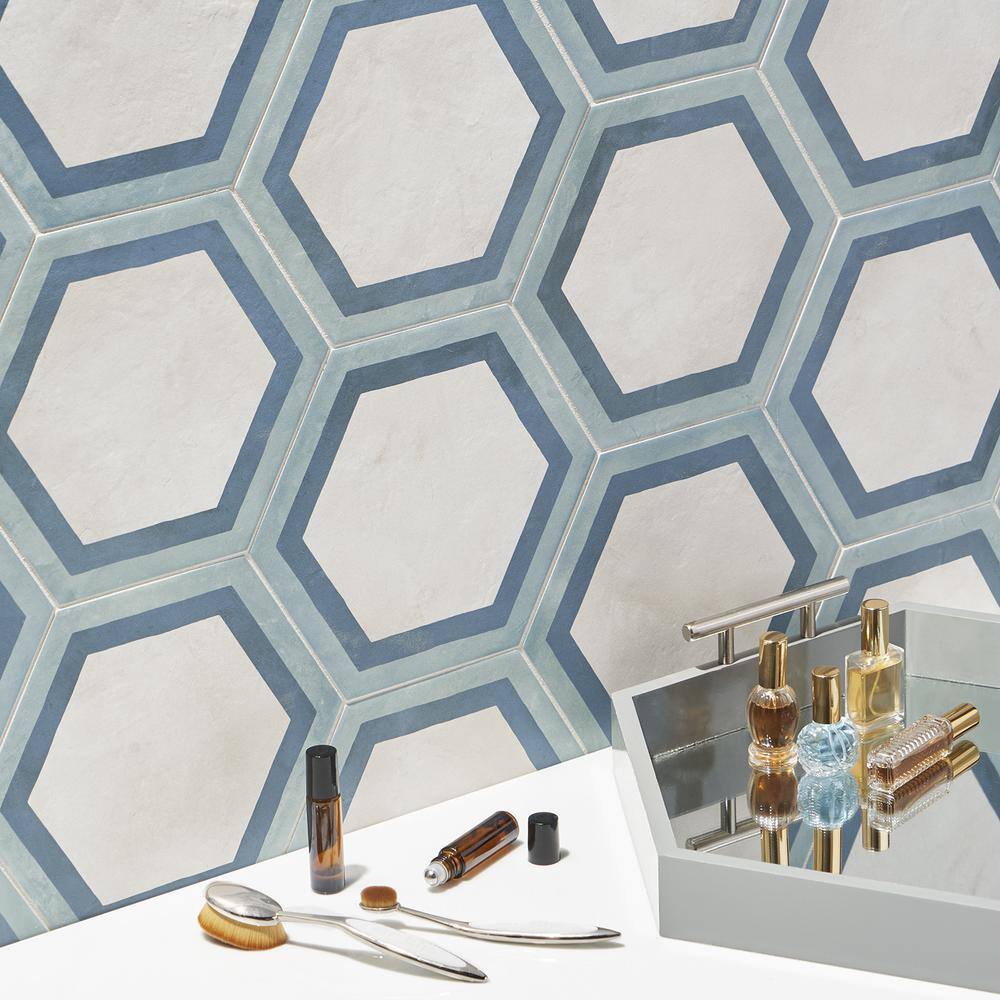 Dash Deco Ocean Cielo Matte Hexagon Porcelain Floor and Wall Tile