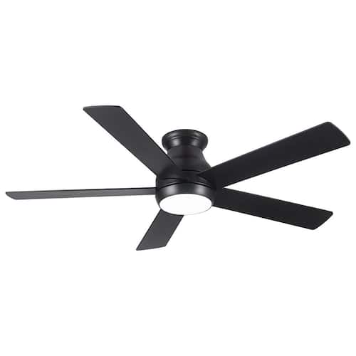 52 In. Indoor Black Low Profile Ceiling Fan with 5 Blades, Integrated Dimmable LED and Remote Control Ceiling Fans With Lights