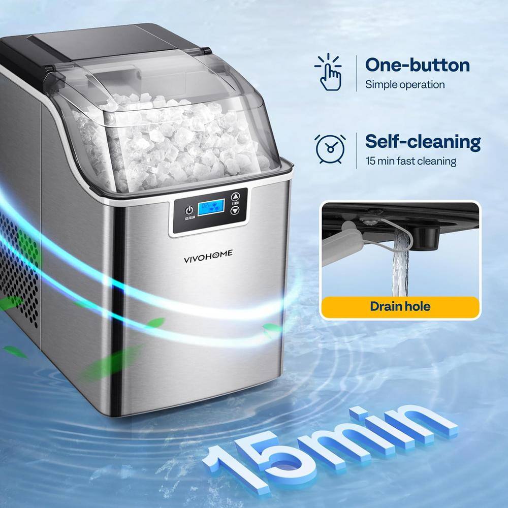 Black Stainless Steel Portable Countertop Nugget Ice Maker