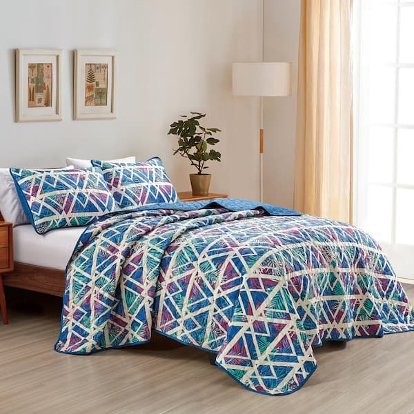 3-Piece All Season Bedding King size Comforter Set, Ultra Soft Polyester Elegant Bedding Comforters Blue