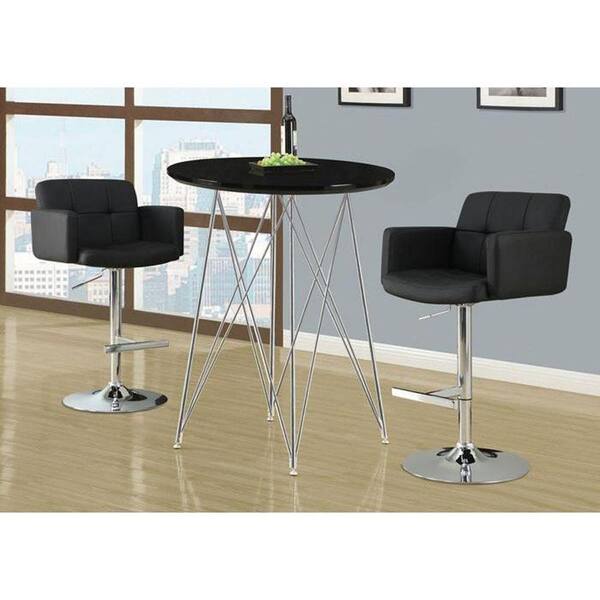 Monarch Specialties 40.75 in. H Metal Bar Table in Glossy Black and Chrome