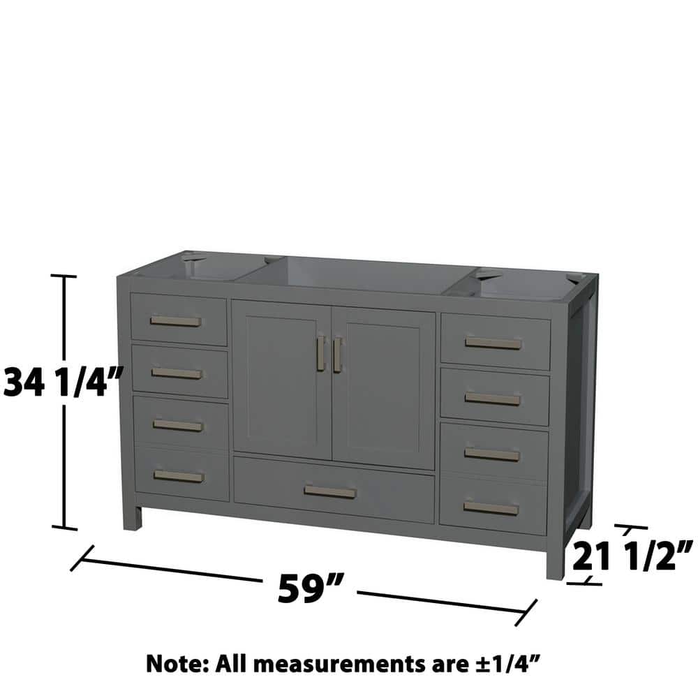 Sheffield 59'' Solid Wood Single Freestanding Vanity in Dark Gray