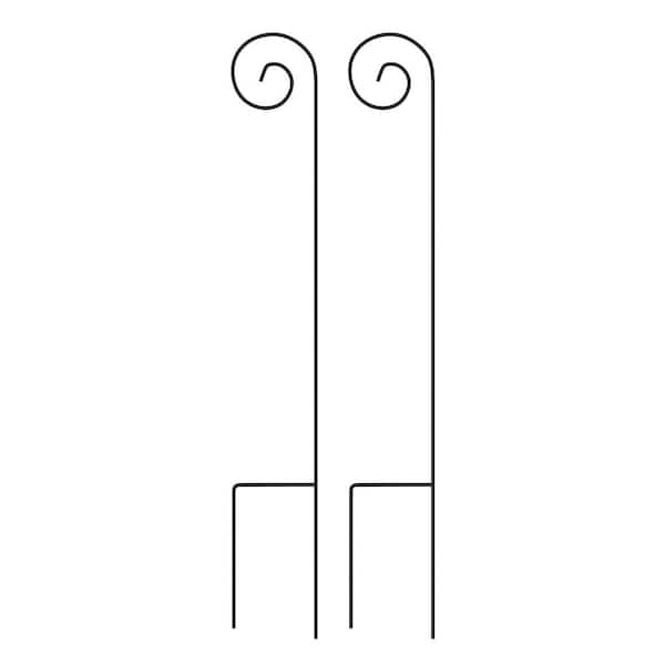 Pure Garden 48 in. Black Steel Shepard's Hooks (2-Pack)