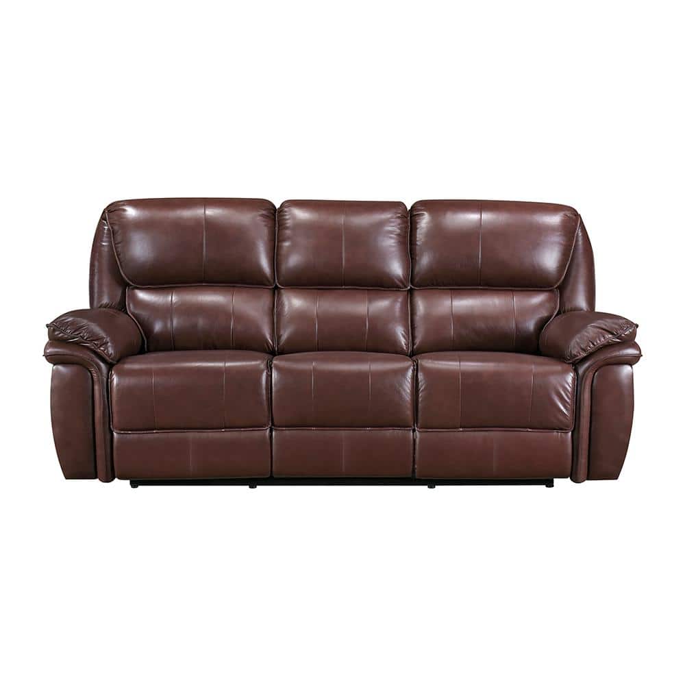 Ellery 87 in. W Straight Arm Leather Rectangle Manual Double Reclining Sofa