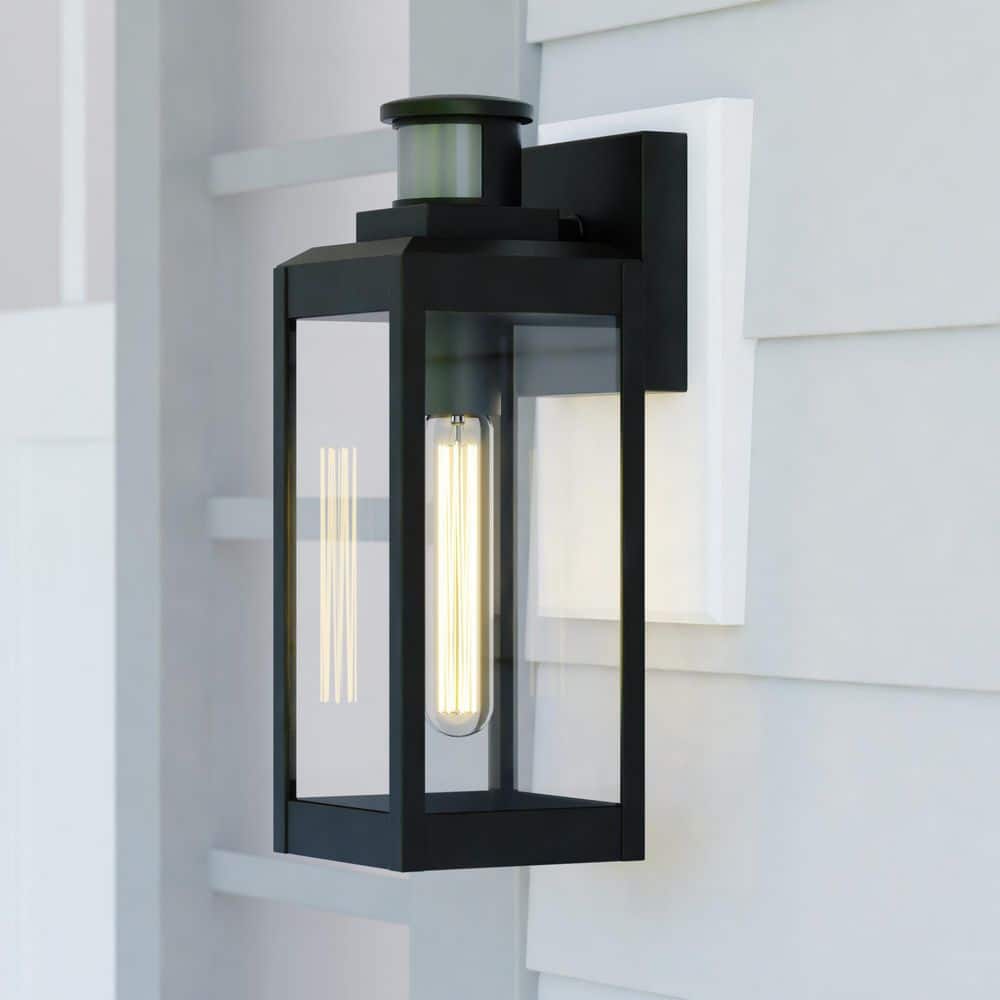 Kinzie Black Motion Sensor Dusk to Dawn Outdoor Wall Light Clear Glass price history on PriceWatchPro