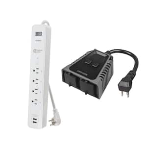 3 ft. 4-Outlet White Surge Protector Smart with USB Powered by Hubspace