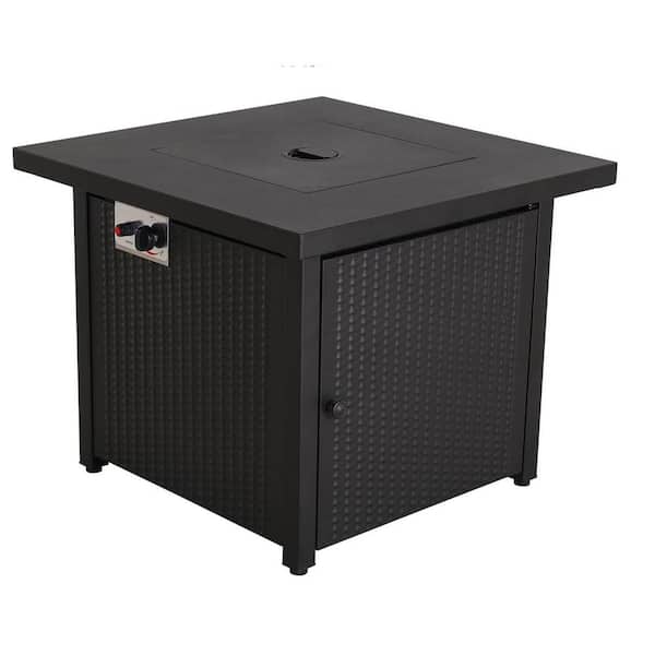 30 in. Square 50000BTU Outdoor Propane Gas Fire Pit Table with Removable Lid and Lava Rock, CSA Safety Approved