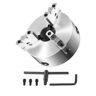 3-Jaw Lathe Chuck, 10 in. Self-Centering Lathe Chuck, 0.24-9.84 in. /6-250 mm Clamping Range with T-key Fixing Screws