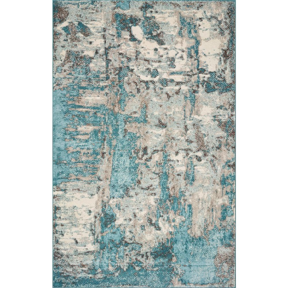 Kas Rugs Watercolors Ivory/Teal 6 ft. x 9 ft. Watercolor Area Rug  WAT623367X96 - The Home Depot