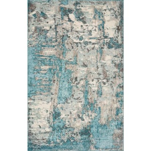 Watercolors Ivory/Teal 8 ft. x 10 ft. Watercolor Area Rug