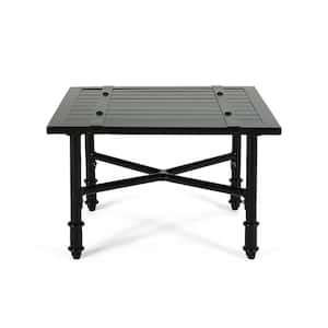 Vienne 14 in. Matte Black Square Metal Outdoor Patio Side Table