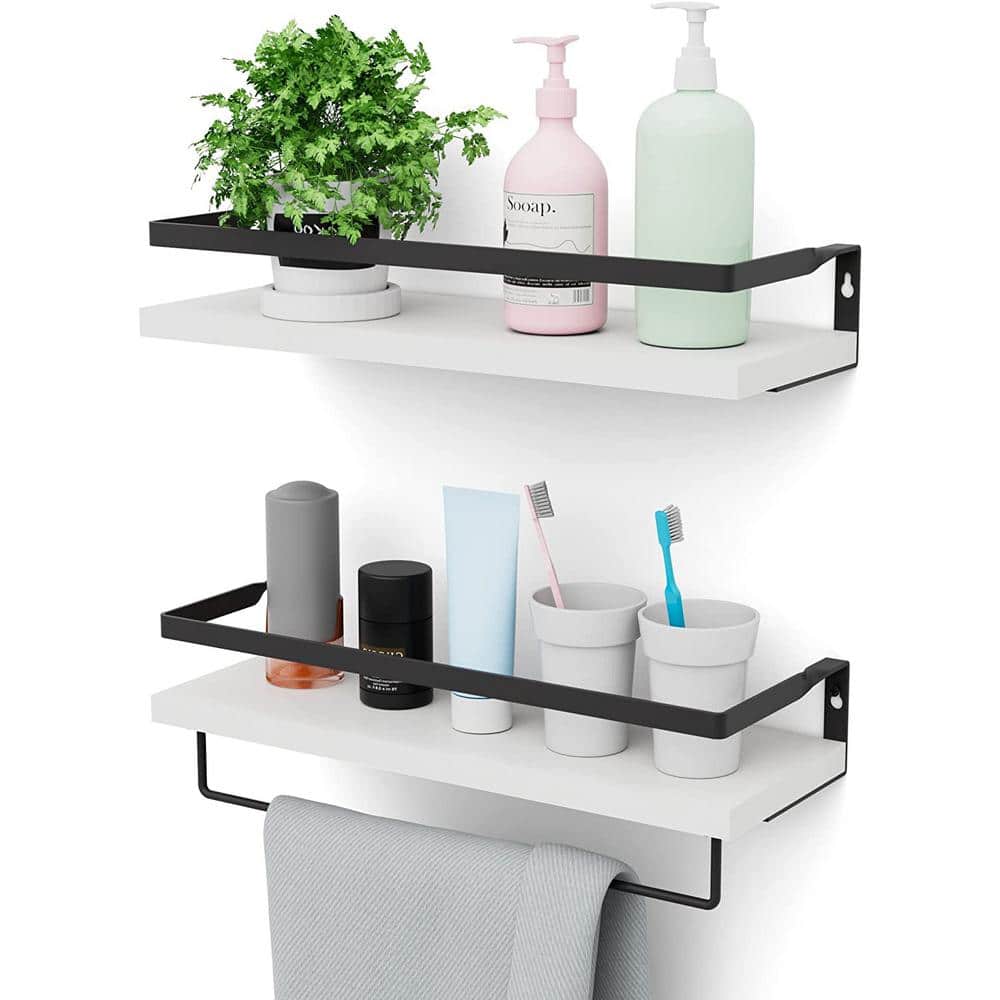 16.7 in. W x 4.4 in. D White Composite Decorative Wall Shelf with Brackets 