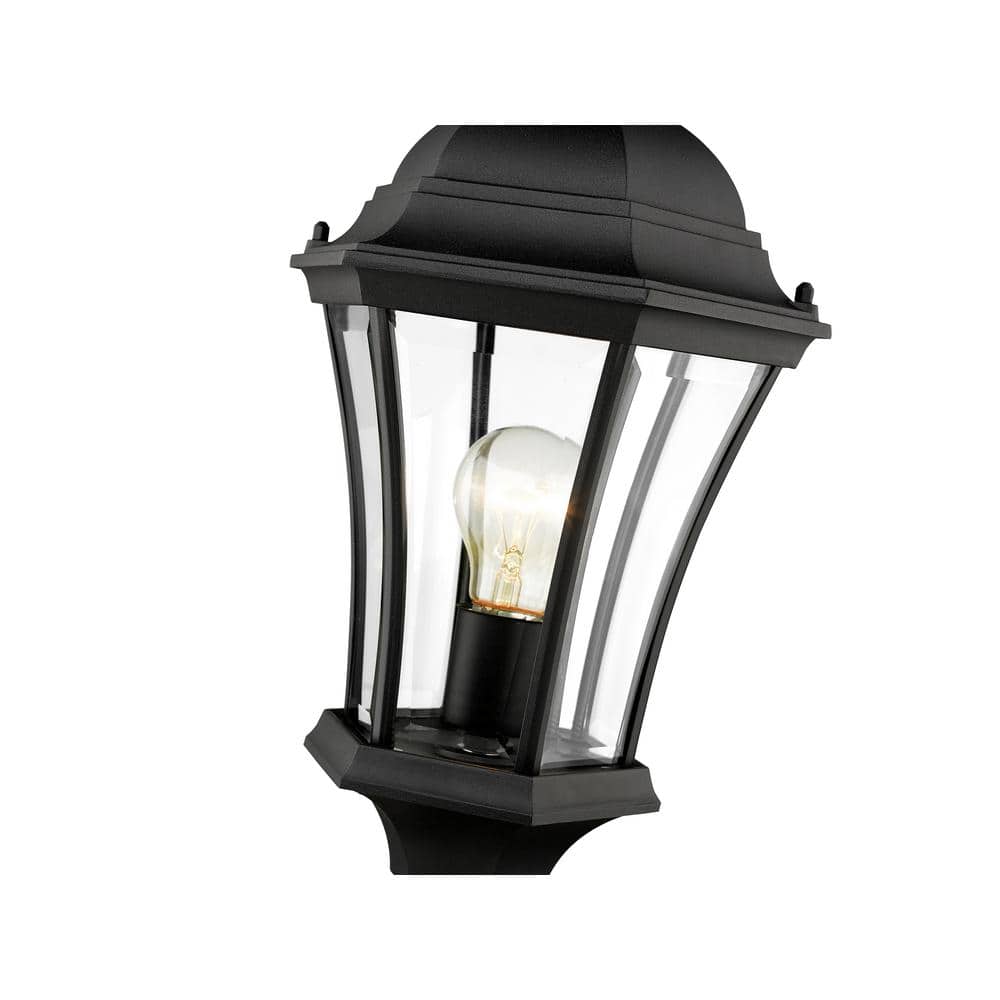 Black Aluminum Traditional Outdoor Pier Mount Light with Clear Glass