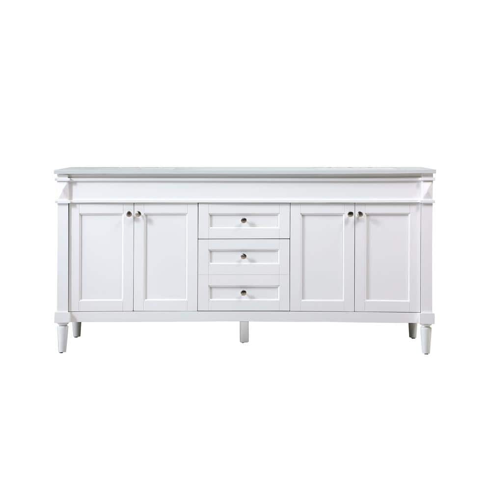 Simply Living 72 in. W x 21 in. D x 35 in. H Bath Vanity in White with Ivor