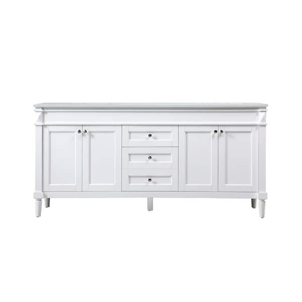 Unbranded Simply Living 72 in. W x 21 in. D x 35 in. H Bath Vanity in White with Ivory White Engineered Marble Top