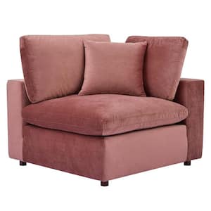 Commix 1-Piece Dusty Rose Velvet 1-Seat Corner Symmetrical Sectionals Chair