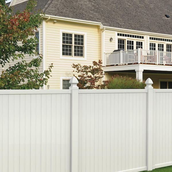 Vinyl Privacy Fence - 6 ft - 2 in x 7 in Smooth Rail Cambridge Style -  Plastic Lumber Yard