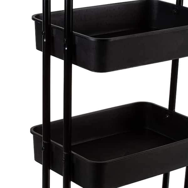 4 3-Tier Plastic Rolling Utility Cart Multi-Functional Storage