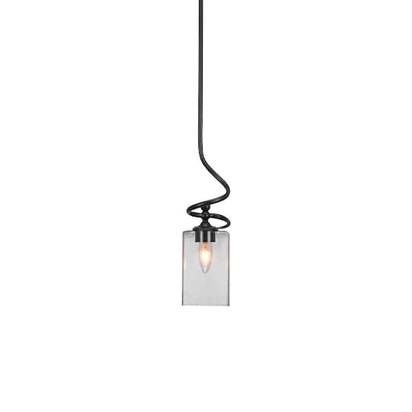 Unbranded Royale 100 W 1-Light Matte Black Standard Mini Pendant Light with Glass Shade