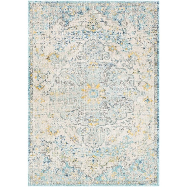 Livabliss Demeter Teal Doormat 3 ft. x 5 ft. Area Rug