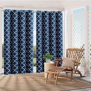 Outdoor Curtain Waterproof Privacy Indoor Panel UV Protection Top and Bottom Grommets Drape 50" x 108" , Dark Blue