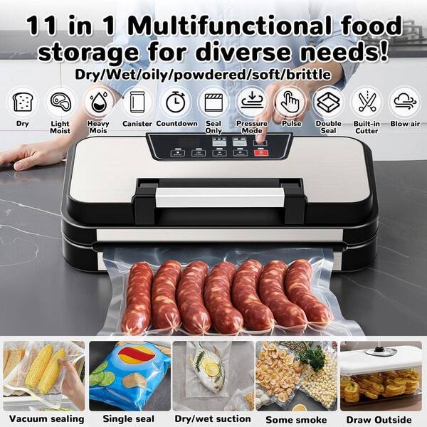 Vacuum Sealer Grey Food Vacuum Sealer with Double Heat Seal
