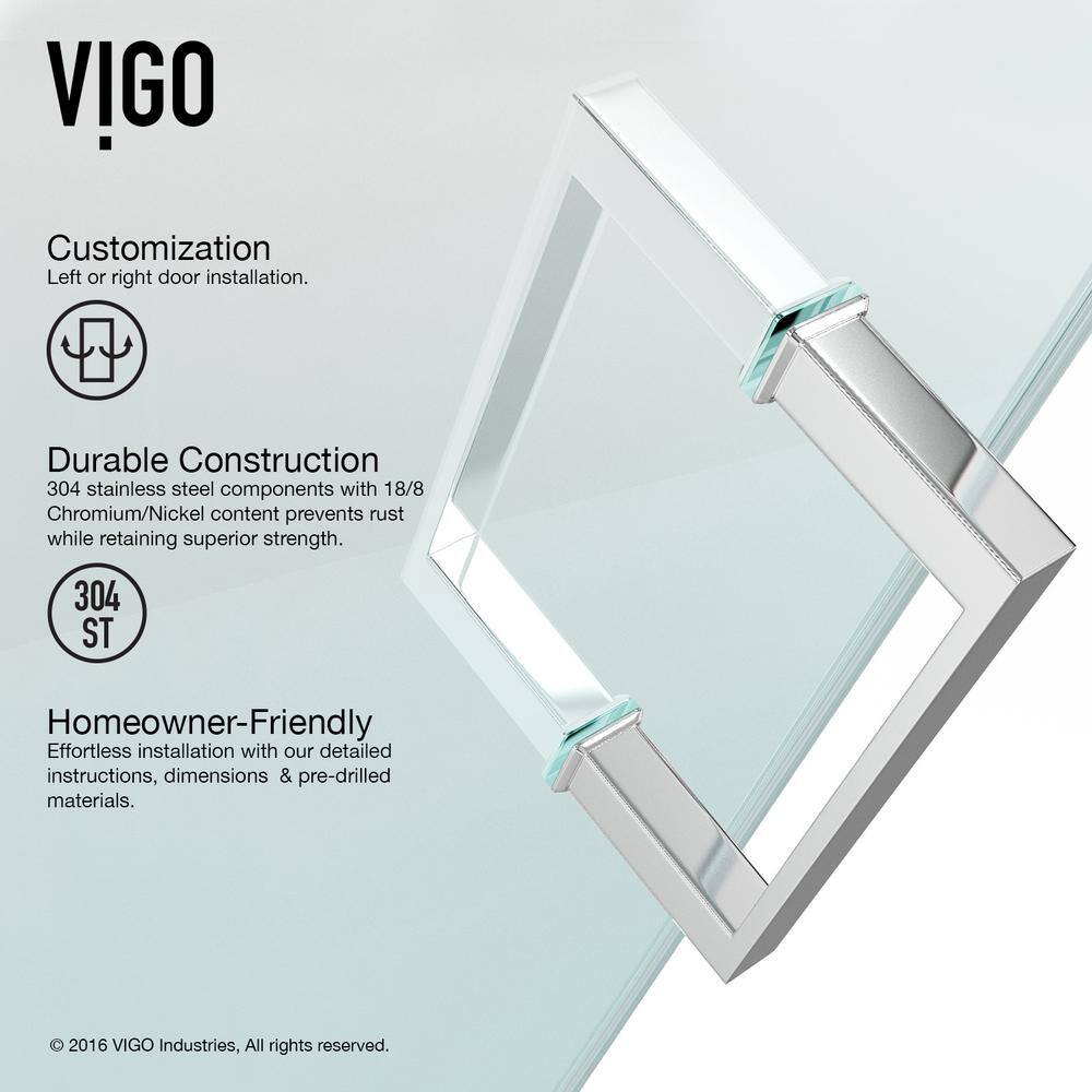Ryland 60" Frameless Chrome Sliding Shower Door with Clear Glass