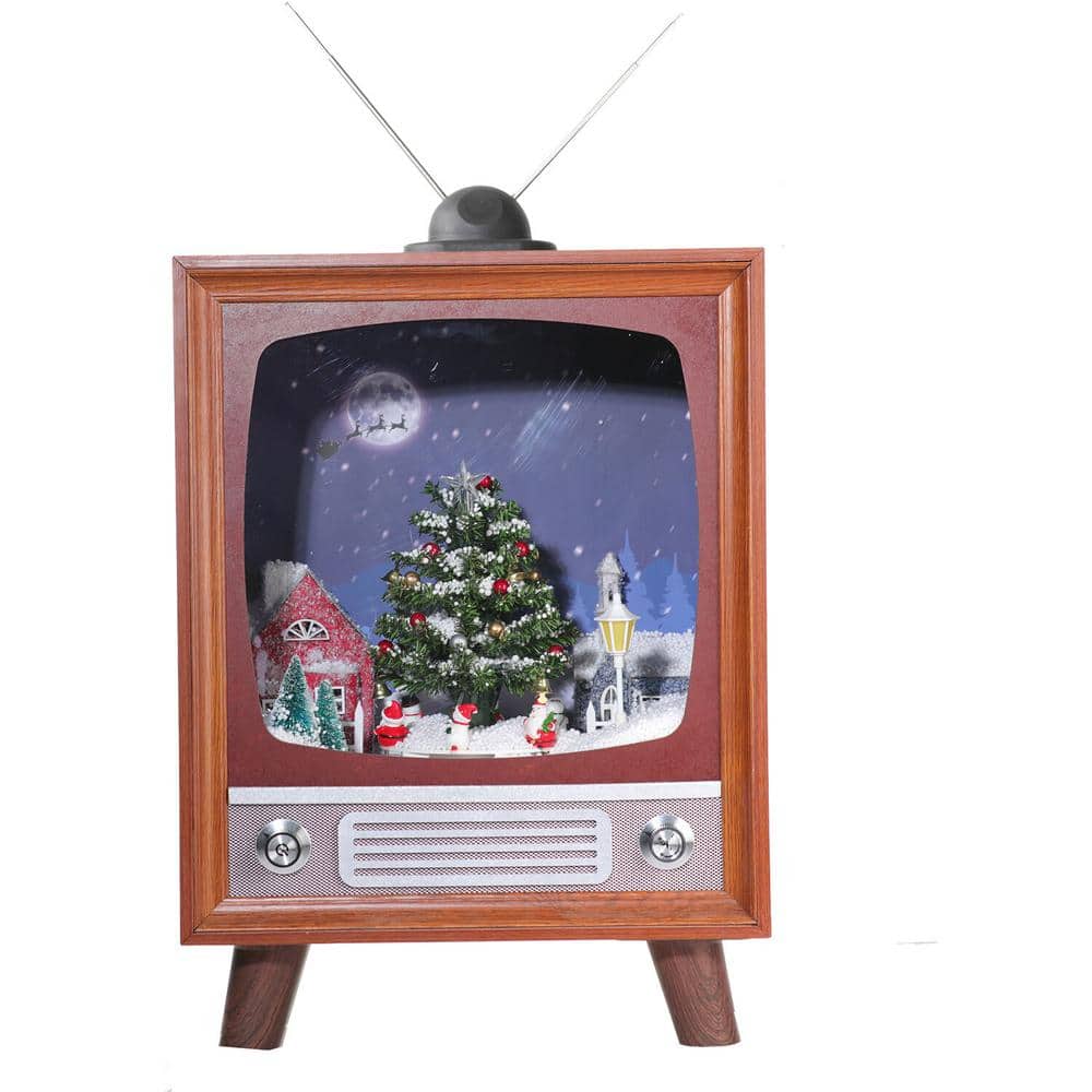 21 in. Christmas Retro TV Shadowbox with Christmas Scene and Music