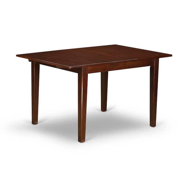 East West Furniture 3-Piece Mahogany Finish Rectangular Solid Wood Top With Butterfly Leaf Dining Table Set