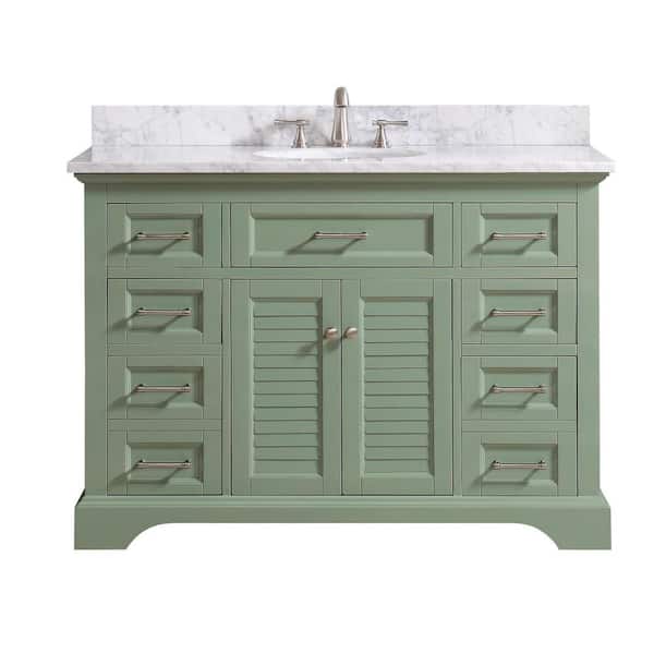 Avanity Colton 49 in. W x 22 in. D x 35 in. H Bath Vanity in Basil Green with Marble Vanity Top in Carrara White with Basin
