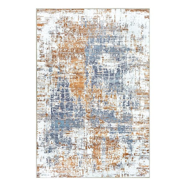 My Magic Carpet Aurora Abstract Multicolor Washable Rug 6 ft. x 9 ft. Area Rug