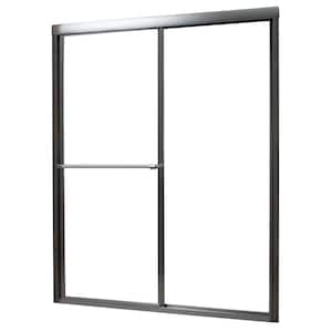 Tides 56 in. to 60 in. x 70 in. H Framed Sliding Shower Door in Brushed Nickel and Clear Glass