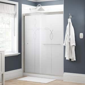 Traditional 60 in. x 70 in. Semi-Frameless Sliding Shower Door in Nickel with 1/4 in. Tempered Tranquility Glass