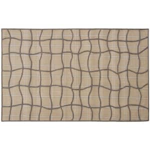 B1746 Brown 5 ft. x 8 ft. Hand Tufted Looped High and Low Wool Area Rug