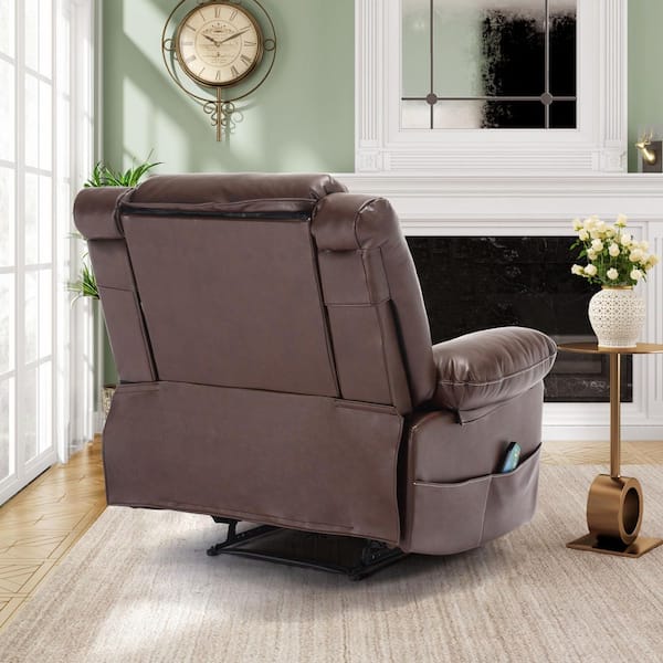 Boyel Living Brown Breathable Leather Manual Recliner Chair