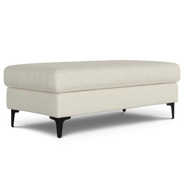 Simpli Home Ava Cream Mid Century Ottoman Bench