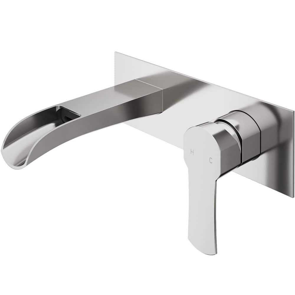 VIGO Cornelius Single Handle Wall Mount Bathroom Faucet in Brushed