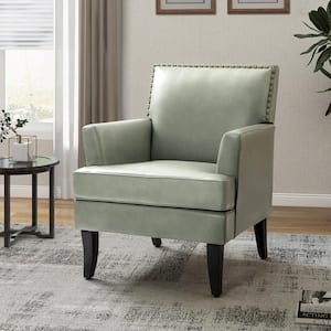 Maaf Sage Armchair with Solid Wooden Legs and Nailhead Trim