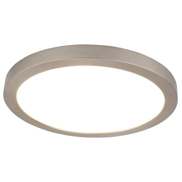 Unbranded 15 in. 1-Light Brushed Nickel LED Flush Mount