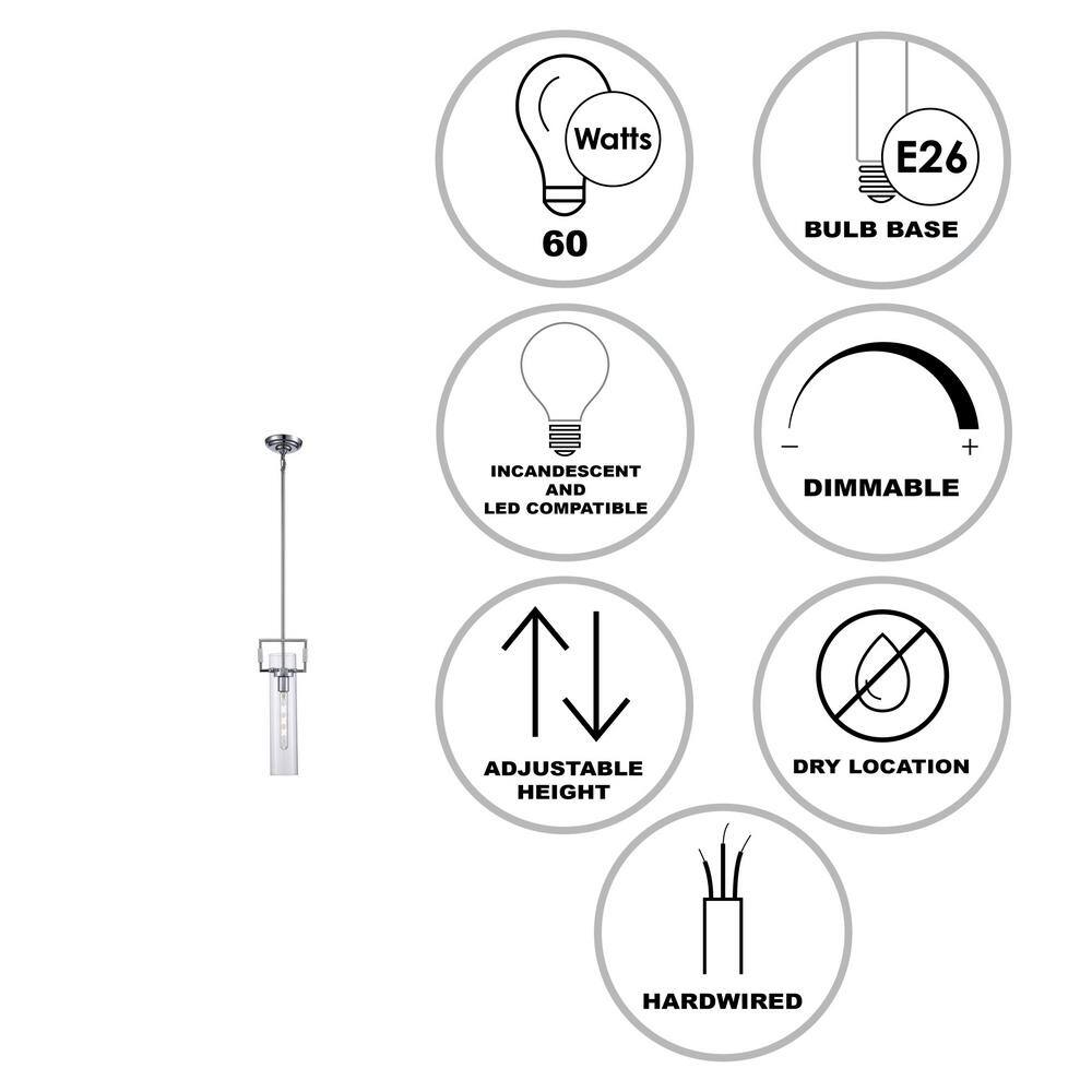 Polished Chrome Glass Mini Pendant Light with LED