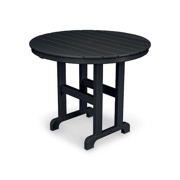 POLYWOOD La Casa Cafe 36 in. Black Round Plastic Outdoor Patio Dining Table