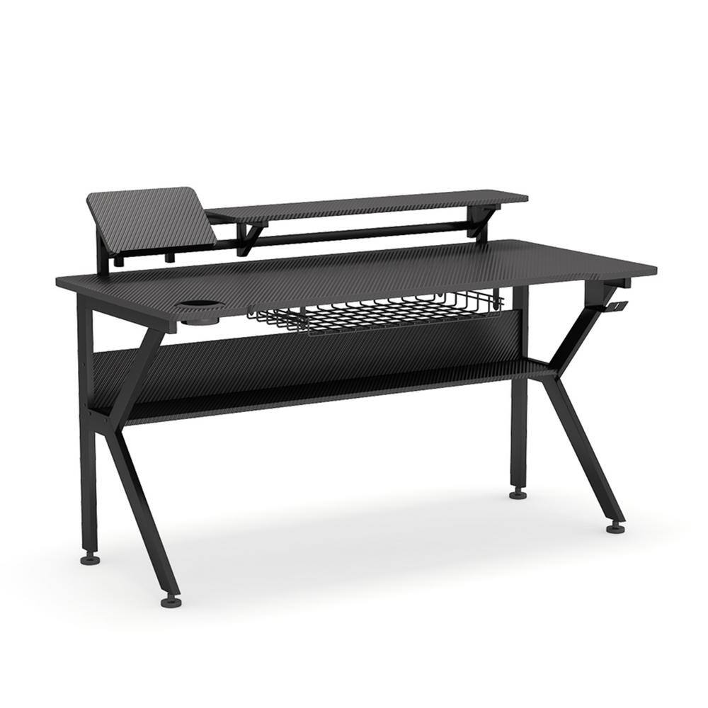 Tribesigns George 47 in. K-Shaped Black Gaming Desk Wood Computer Desk with  Storage Shelf, Game Table Workstation with Cup Holder TJHD-HOGA-C0154 - 