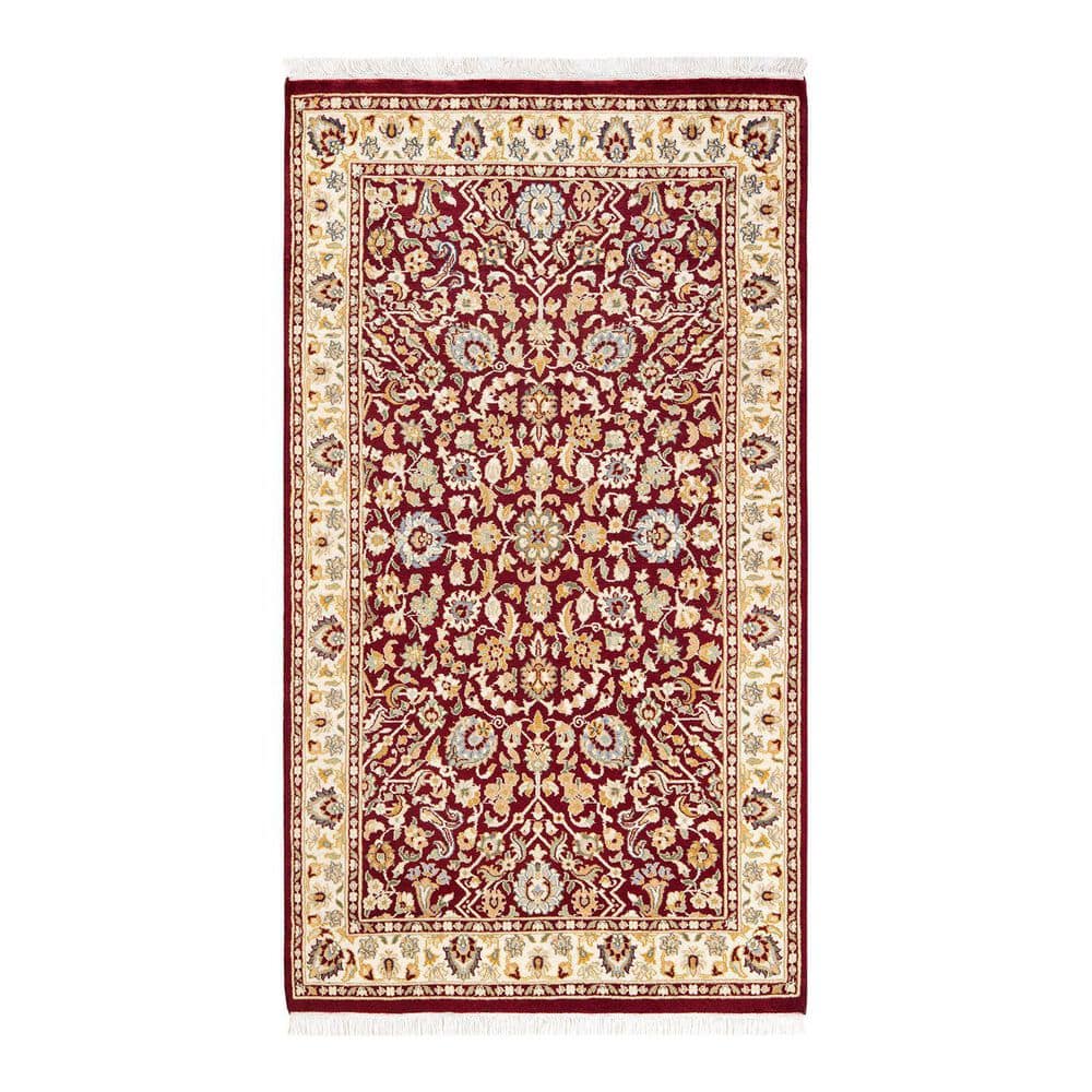 Hand-Knotted Red Wool Oriental 3x5 Area Rug