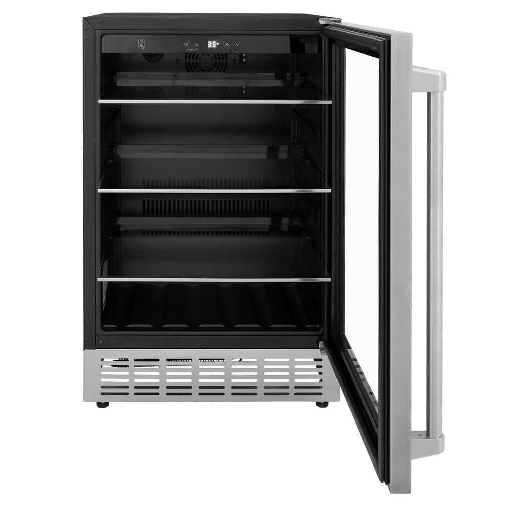 ZLINE 24" Stainless Steel Beverage Fridge with Adjustable Glass Shelves